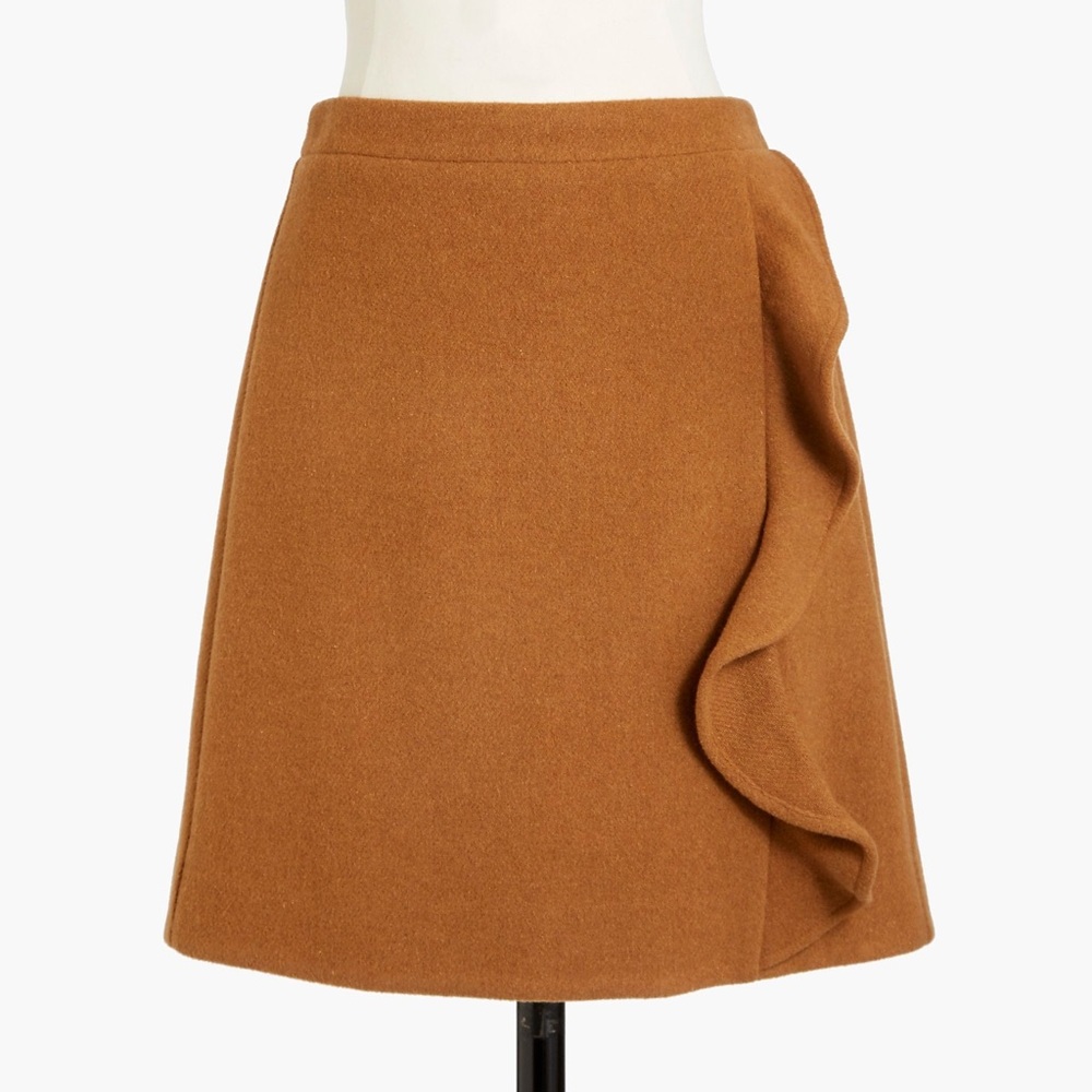 RUFFLE-FRONT MINI SKIRT IN DOUBLE-SERGE WOOL